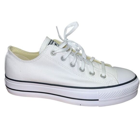 MEN'S CONVERSE CANVAS OX PLATFORM CHUCK TAYLOR ALL STAR WHITE SNEAKERS LOW TOP - Picture 5 of 5